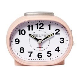 Ρολόι Επιτραπέζιο ALTC-60169 Alfaone Αναλογικό Αθόρυβο με φωτισμό Ροζ rubber-Silver