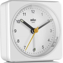 Ρολόι Ξυπνητήρι Braun BC03W Αναλογικο, Τετράγωνο, Λευκό