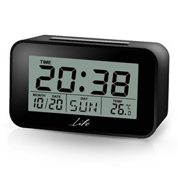 Ψηφιακό ρολόι / ξυπνητήρι με οθόνη LCD, θερμόμετρο εσωτερικού χώρου και ημερολόγιο LIFE SUNRISE