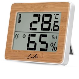 Ψηφιακό θερμόμετρο / υγρόμετρο εσωτερικού χώρου, με bamboo πρόσοψη LIFE Gem Bamboo Edition
