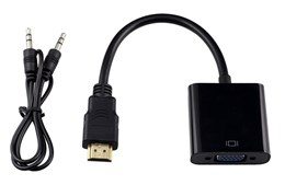 POWERTECH Μετατροπέας HDMI σε VGA, με audio jack, Black, 0.20m