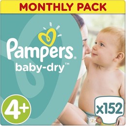 Πάνες Pampers Baby Dry Maxi Plus 1x152 Monthly Pack Νο 4+ (9-18kg) Pampers