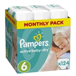 Πάνες Pampers Monthly Pack Active Baby Dry No 6 (15+Kg) 124 τμχ