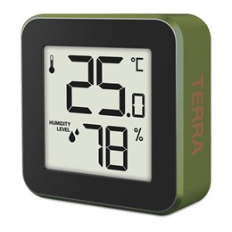 Ψηφιακό θερμόμετρο και υγρόμετρο εσωτερικού χώρου, με πλαίσιο αλουμινίου σε cedar green χρώμα LIFE ALU MINI TERRA