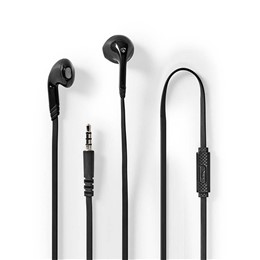 Ενσύρματα στερεοφωνικά ακουστικά με μικρόφωνο και βύσμα jack 3.5mm, Nedis HPWD2021BK, Μαύρα