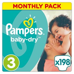 Πάνες Pampers Baby Dry Midi 1x198 Monthly Pack Νο 3 (5-9kg)