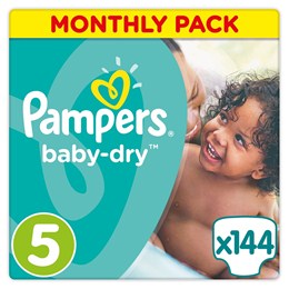 Πάνες Pampers Baby Dry Junior 1x144 Monthly Pack Νο 5 (11-23kg)
