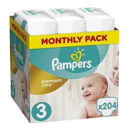 Πάνες Pampers Monthly Pack Premium Care No 3 (5-9 Kg) 204 τμχ