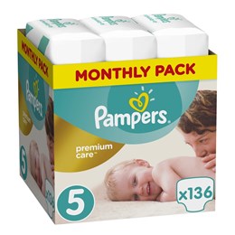 Πάνες Pampers Monthly Pack Premium Care No 5 (11-18kg) 136 τμχ