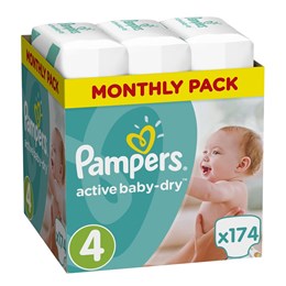 Πάνες Pampers Monthly Pack Active Baby Dry No 4 (8-14kg) 174 τμχ