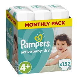Πάνες Pampers Monthly Pack Active Baby Dry No 4+ (9-16kg) 152 τμχ