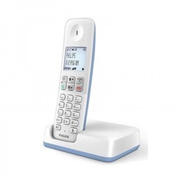 Ασύρματο τηλέφωνο Philips D2501S-34, Με ελληνικό μενού, Λευκό-Μπλε