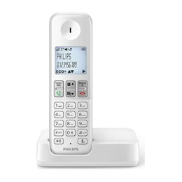 Ασύρματο τηλέφωνο Philips D2501W-34, Με ελληνικό μενού, Λευκό